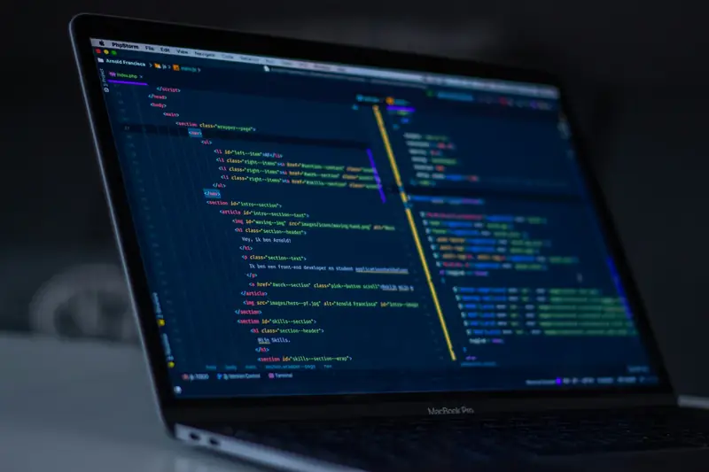 Website source code on a laptop screen